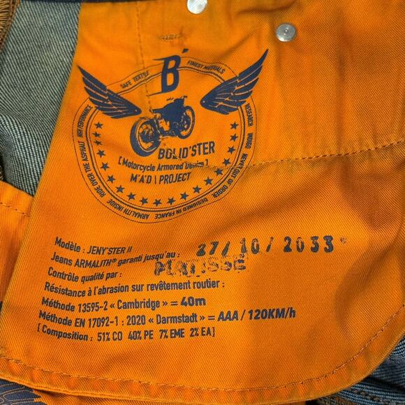 Bolid-ster Motorcycle Armalith Jeans No.011911 EU 40 US 29x32 Tapered Leg‎ - Picture 6 of 16